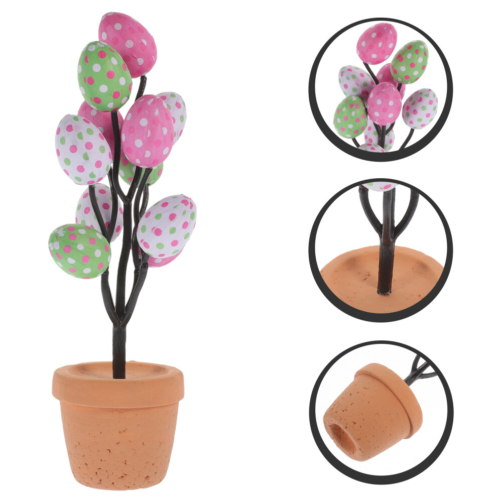 Colored Eggs Tree Table Centerpiece Festival Tabletop Easter Egg Potted