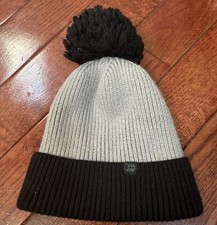 All In Motion Baby Knit Pom Pom Hat Fleece Lined Gray And Black Beanie