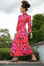 NEW AUTH RIXO LONDON DANI Strong Shoulder Midaxi Dress - MYSTIC BLOOM PINK