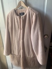 Cappotto Dennis Basso Ecopelliccia Super Morbida con Frange di Cotone Rosa Disegno M