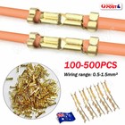 100/500Pcs U-Shape Copper Ring Terminal Crimp Wire Non-Insulated Butt Connectors