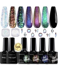 Morovan Chameleon Gel Nail Polish Kit w/ Base + Top Coat - 4 Colors Chameleon