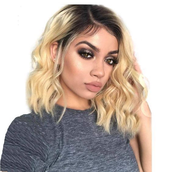 1b/613 14inch LACE WIG Ombre Blonde 1b/613 Wig Raw Indian Hair 8-14 Inch Glueless  main image 4