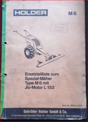 Holder Balkenmäher M 6 Ersatzteilliste