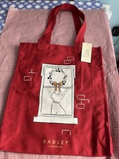 Radley Home Is Where The Dog Is-Crimson Red Thick Canvas Tote Shopper Bag BNWT
