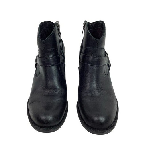 Born Womans 9 Harness Strap Zip Leather Western Ankle Boots F54009 Black - Photo 3/16