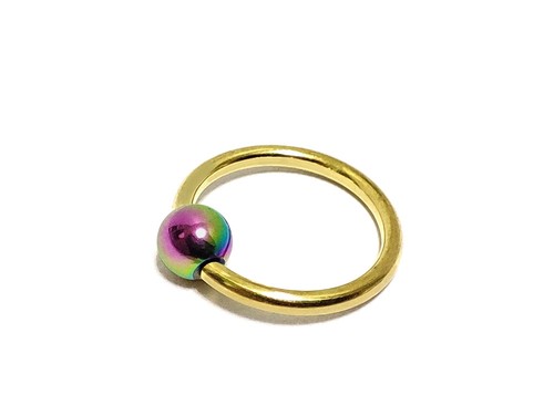 Gold Daith Earring, Nipple Ring, Septum Piercing with Custom Ball Color - Picture 7 of 11