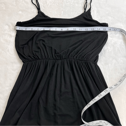 Lush Women's M Smocked Waist Blouson Maxi Dress Solid Black Casual Basic Knit - Picture 6 of 8