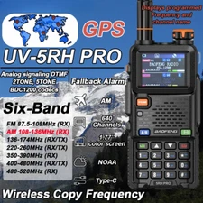 For Baofeng UV-5RH PRO Walkie Talkie Six Band AM FM Wirless Copy Frequency New
