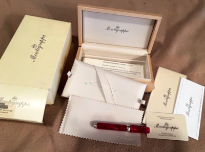 Montegrappa Micra Penna Ferrari Red resin/Silver Rollerball Pen wz/Box&Booklet