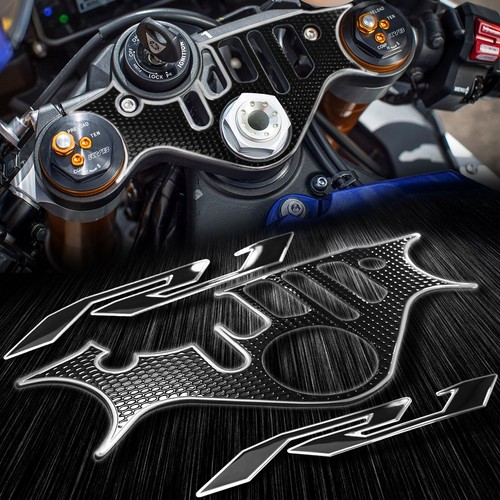 Handle Bar Yoke Cover Black+2-Tone Chrome R1 Logo Emblem Sticker 15-21 ...