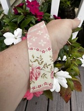 Vintage Floral Pink print Keychain Wristlet Handmade Cotton Clip On Key Fob