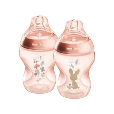 Tommee Tippee Natural Start Anti-Colic Baby Bottles Pink 2-Pack 9oz - New