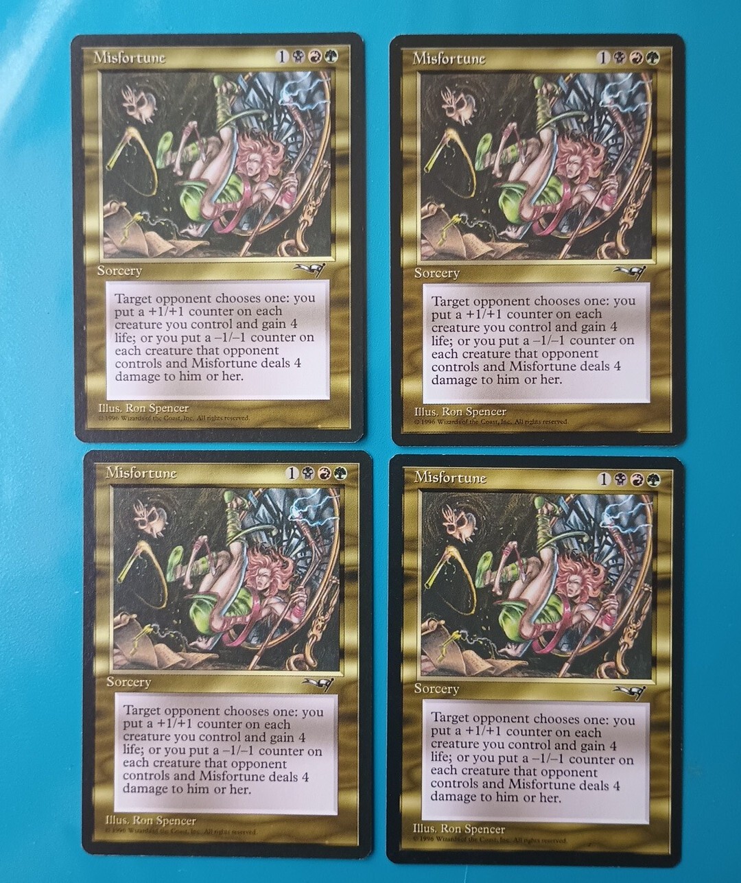 Magic the Gathering MTG Alliances MISFORTUNE X 4 LP/EX  Rare 1996 NICE!