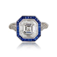 2.65ct Art Deco Vintage White Asscher Lab Created 925 Silver Engagement Ring Set