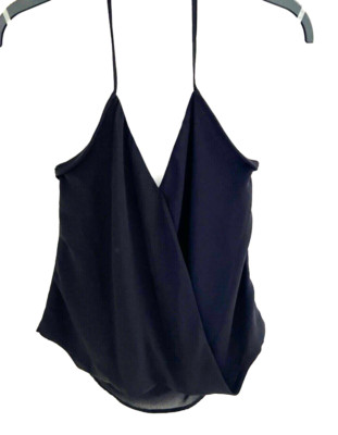 Neu mit Etikett Madison & Berkeley Größe S schwarz Chiffon Neckholder Wickel Top Bluse