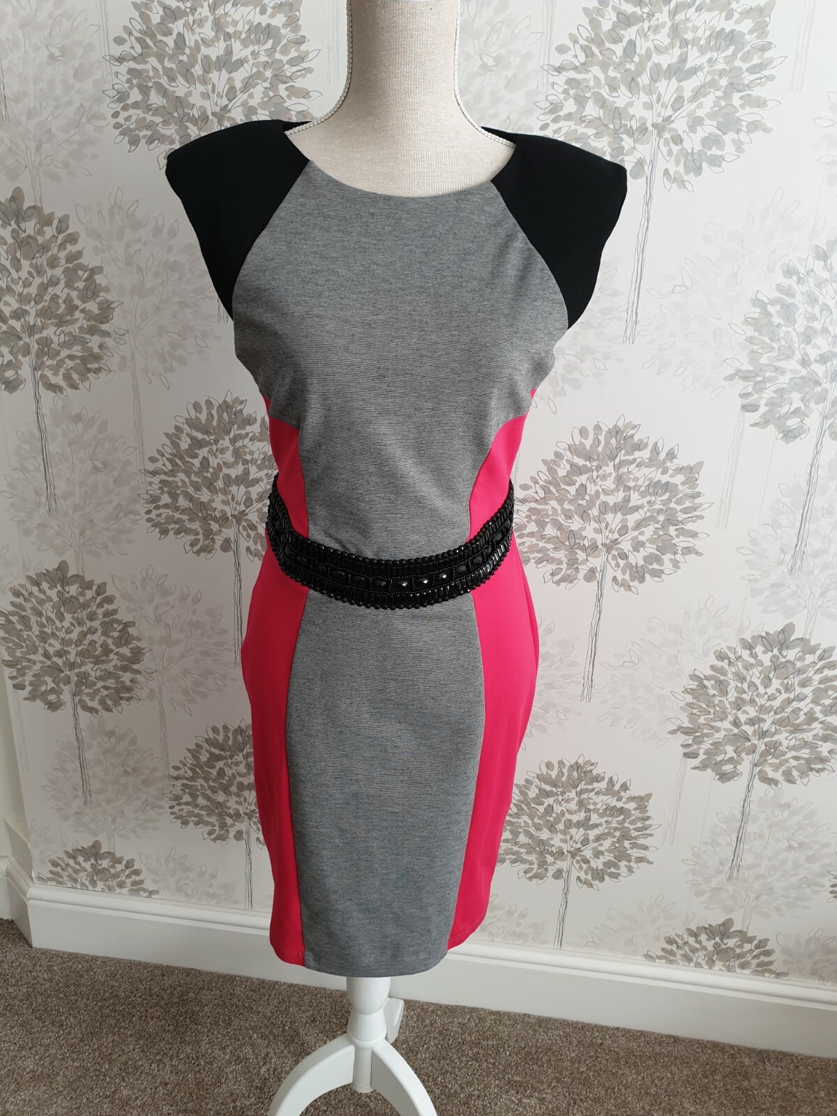 Little Mistress Y2K, Grey, Black and Pink Dress size 12, RRP £60, NWT