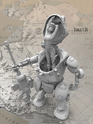 1:35 Die-cast Resin Model Sci-fi Robot Needs Manual Coating Resin Model Unpainte