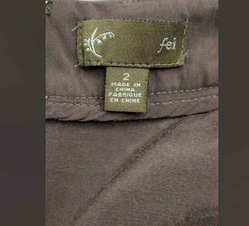 FEI Anthropologie Brown Silk Cotton Blend Asymmetric Pleat Tulip Mini Skirt Sz 2 - Picture 6 of 9