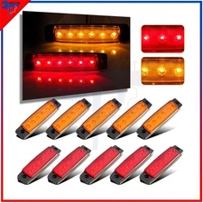 10x 3.8" Red/Amber 6LED Side Marker Clearance Light For Ford Truck Trailer Bus