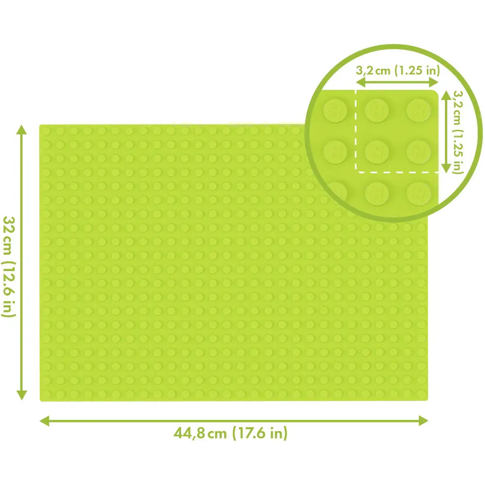 Hubelino #420312 560Er Grundplatte (20 × 28 Noppen, 32 × 44,8 Cm) In Hellgrün, Kompatibel Mit Großen Bausteinen Anderer Hersteller, Made In Germany - Bild 2