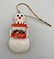 Dunkin Donuts Snowman w/ Donuts 2009 Ornament Retired Logo! NEW!