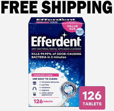 Efferdent Retainer & Denture Cleaner Tablets, Complete Clean, 126 Count