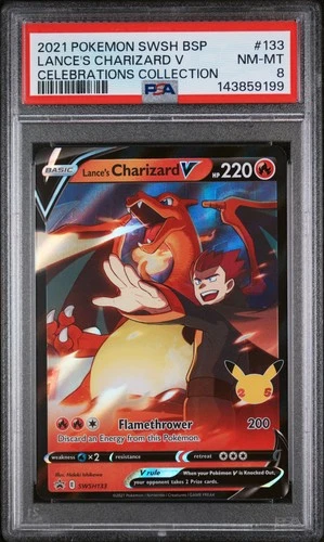 2021 POKEMON SWSH PROMO CELEBRATIONS COLLECTION LANCE'S CHARIZARD V PSA 8
