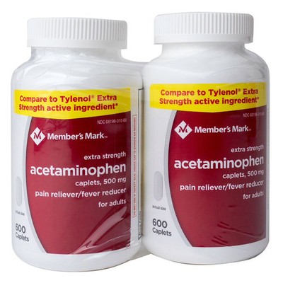 Extra Strength Acetaminophen 500mg 1200 Caplets   Exp 08/27