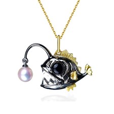 Hipearl Necklaces for Men Women Unisex Angler Fish Necklace Small Lantern Fis...