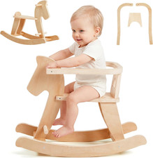 - Wooden Rocking Horse, Baby Wooden Ride on Toys for 12M , Classic Rocker Toy wi