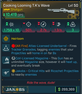 Borderlands 4   Legendary Guns   T.K's Wave CoV Mag Shotgun   Lvl 50   PS PC XB