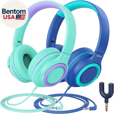 2Pack Kids Headphones with Sharing Splitter - 85Dba Safe Volume Limited - HS22 W