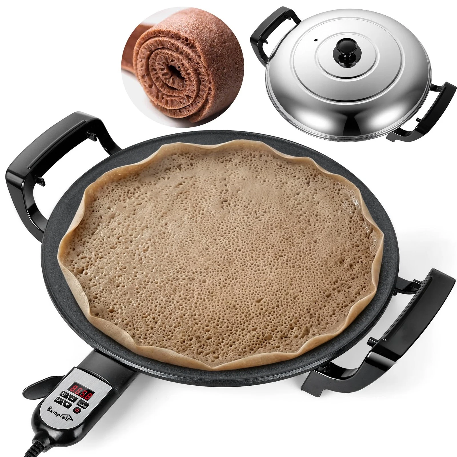 Ethiopian 18.5 Injera Maker Electric Griddle with Adjustable Temp & Timer
Opens in a new window or t