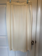 David Brooks Women's Cream Long Lined Skirt Size 12 100% Polyester Made In USA