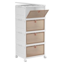 4 Tier Plastic Storage Bins with Lid 28QT - Stackable Storage Containers with...