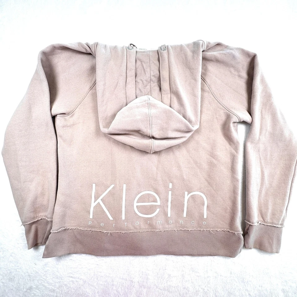 Sudadera con capucha Calvin Klein Performance para mujer grande rosa polvoriento cremallera completa logotipo deletreado Foto 2 de 4