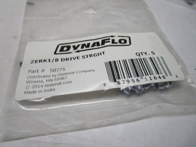 DynaFlo  1/8''- Straight Steel Yw Zinc Drive Grease Fitting w/o Ball Check QTY 5