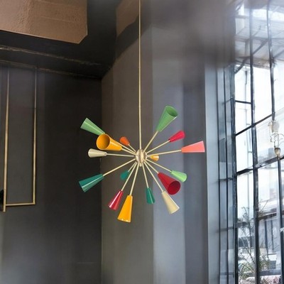 Mid-Century Sputnik Chandelier 16-Arm Brass Pendant Lighting Home Decor Light