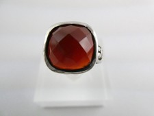 NF Sterling Silver Faceted Carnelian Ornate Ring 925 Size 7 Weighs 6.7g