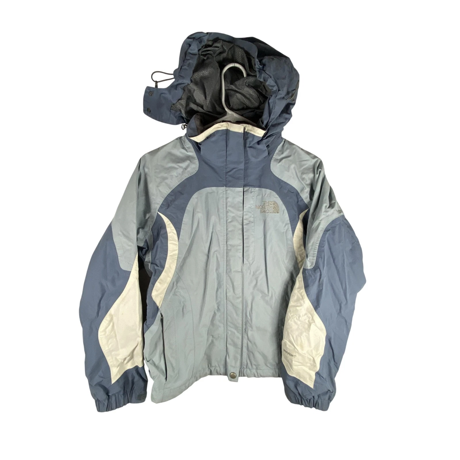 The North Face HyVent Jacket Womens Small Blue Hooded Ski Snow Parka Waterproof