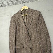 Harris Tweed Herringbone 100 Pure Scottish Wool Gray Blazer Jacket Size 40L