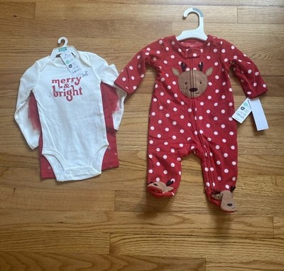 3 Month Fleece Pajamas 2 PCs Cotton Outfit Tutu carters just one year Christmas 