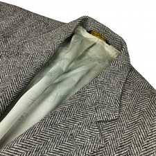 VTG Imperial Haggar Men's 100 Wool Tweed Blazer Gray Herringbone USA 42R