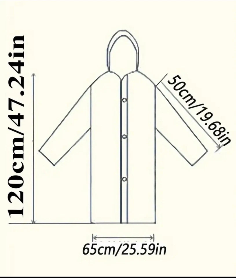 Unisex Dark Grey Waterproof Eva Hooded Jacket Raincoat Hooded Poncho - Image 3 of 3
