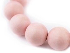 Pink Round Natural Wood Beads 20mm Large Hole 16 Inch Strand
