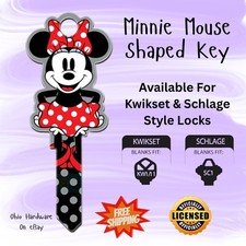 Minnie Mouse Shaped House Key Blank &ndash; KW1 or SC1 &ndash; Decorative Uncut Key &ndash; Disney