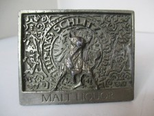 VINTAGE 1970s SCHLITZ MALT LIQUOR RAGING BULL LOGO BEER BELT BUCKLE