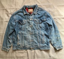 Levi’s Jacket Mens Large Made In USA Plaid Flannel Lined Denim Trucker Vintage