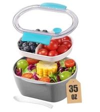CherHome Bento Box Grey 35oz Small Salad Container 